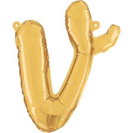 BALLON METALLIQUE LETTRE V CURSIVE OR 36 CM 