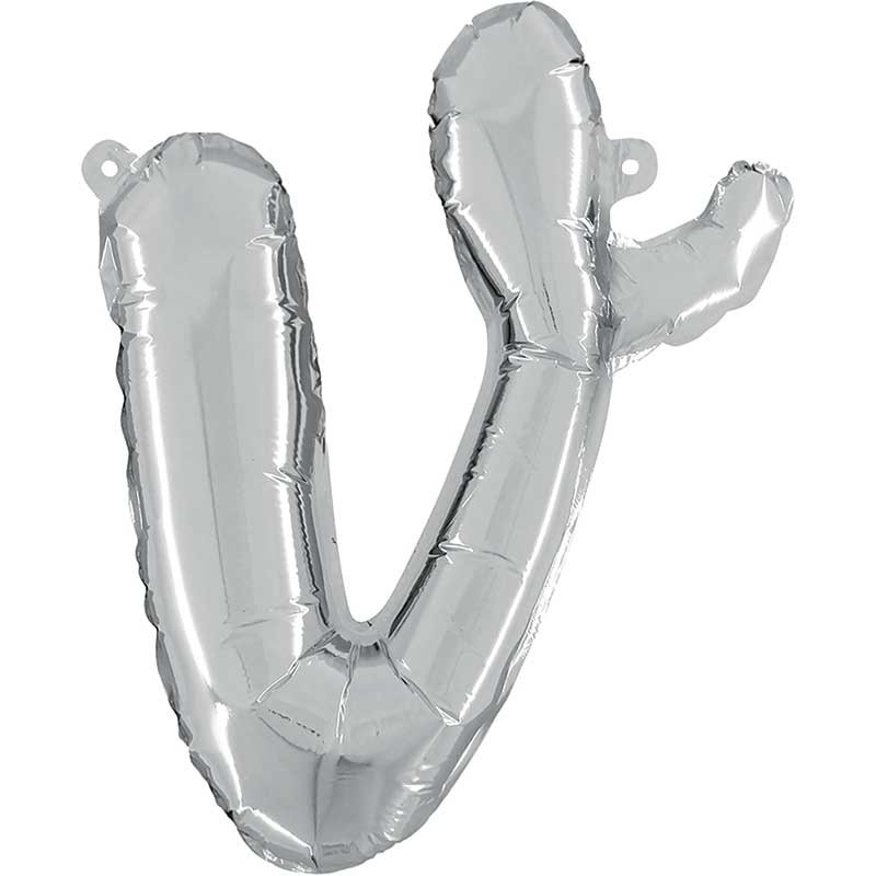 BALLON METALLIQUE LETTRE V SCRIPT ARGENT 35 CM BALLON METALLIQUE LETTRE V SCRIPT ARGENT 35 CM
