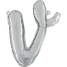 BALLON METALLIQUE LETTRE V SCRIPT ARGENT 35 CM 
