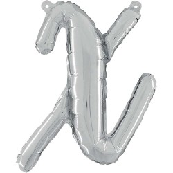 BALLON METALLIQUE LETTRE X SCRIPT ARGENT 35 CM 