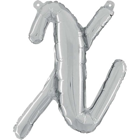 BALLON METALLIQUE LETTRE X SCRIPT ARGENT 35 CM 