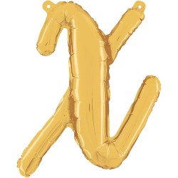 BALLON METALLIQUE LETTRE X CURSIVE OR 36 CM 
