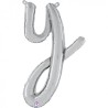 BALLON METALLIQUE LETTRE Y SCRIPT ARGENT 35 CM 