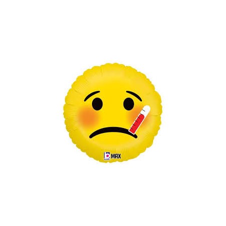 BALLON METALLIQUE ROND SMILEY MALADE 46 CM 