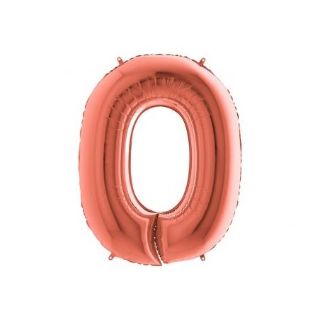 BALLON METALLIQUE CHIFFRE 0 ROSE GOLD 102 CM 