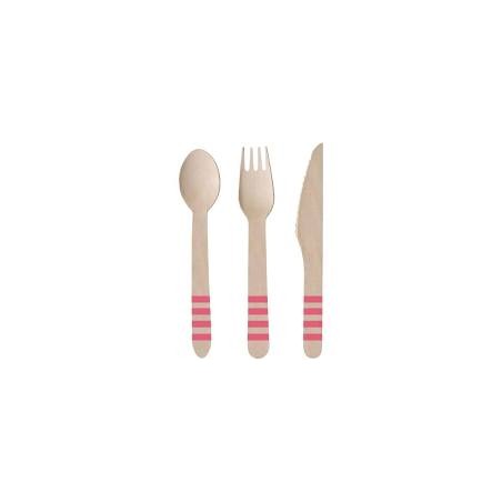 24 COUVERTS EN BOIS ROSE 