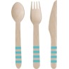 24 COUVERTS EN BOIS BLEU