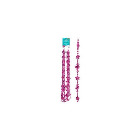 6 COLLIERS FLAMANT ROSE ET HIBISCUS ROSE 83 CM 