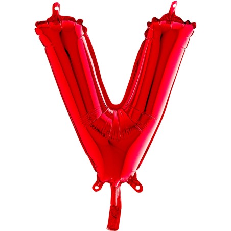 BALLON METALLIQUE LETTRE V ROUGE 35 CM 