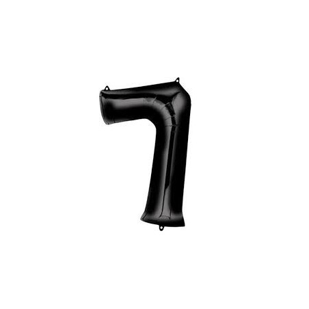 BALLON METALLIQUE CHIFFRE 7 NOIR 100 CM