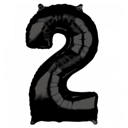 BALLON METALLIQUE CHIFFRE 2 NOIR 100 CM