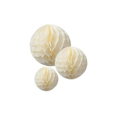 3 BOULES DECO 8 CM CREME