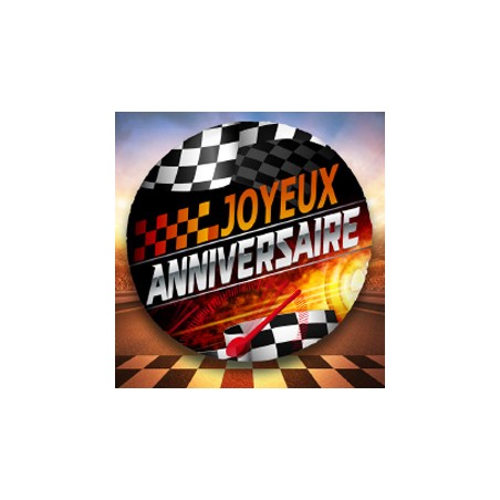 BALLON ROND 45 CM METALLIQUE JOYEUX ANNIVERSAIRE CIRCUIT 