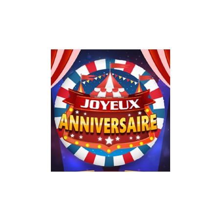 BALLON METALLIQUE ROND 45 CM JOYEUX ANNIVERSAIRE CHAPITEAU DE CIRQUE 