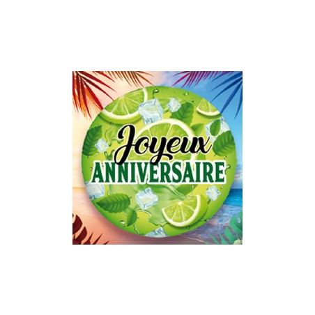 BALLON METALLIQUE ROND 45 CM JOYEUX ANNIVERSAIRE MORITO 
