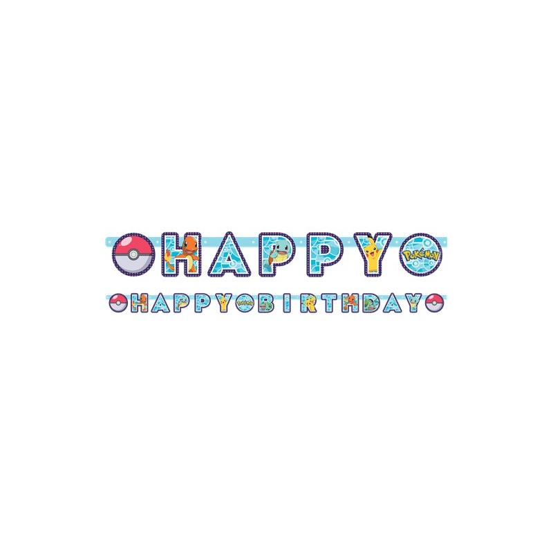 GUIRLANDE OU BANDEROLE LETTRE HAPPY BIRTHDAY POKEMON PIKACHU 218 CM GUIRLANDE OU BANDEROLE LETTRE HAPPY BIRTHDAY POKEMON PIKACHU 218 CM