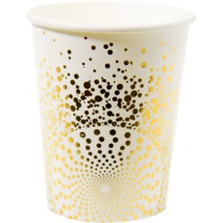 6 GOBELETS PAPIER BLANC ET OR