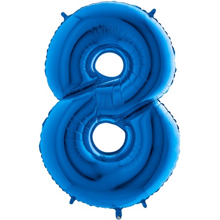 BALLON METALLIQUE CHIFFRE 8 BLEU 35 CM 