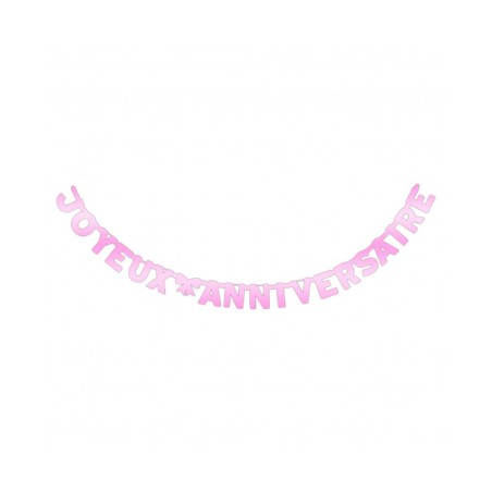 GUIRLANDE JOYEUX ANNIVERSAIRE 280 CM ROSE PASTEL