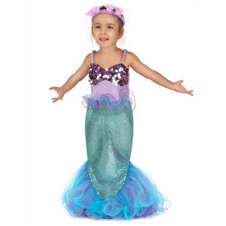 DEGUISEMENT SIRENE BLEUE ET MAUVE TAILLE 3-4 ANS 
