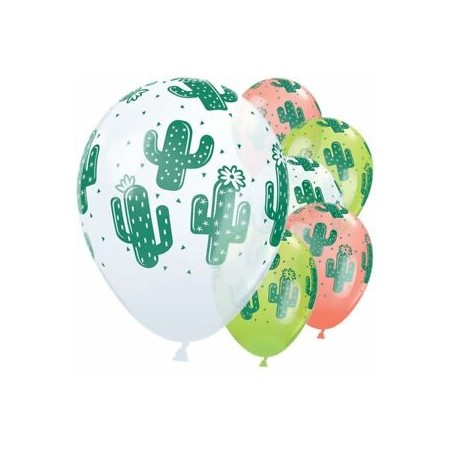 25 BALLONS LATEX QUALATEX IMPRIMES CACTUS 11"