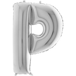 BALLON METALLIQUE LETTRE P ARGENT 101 CM 