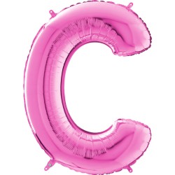 BALLON METALLIQUE LETTRE C FUSCHIA 86 CM