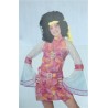 DEGUISEMENT ROBE PSYCHADELIC ROSE ET JAUNE TAILLE 36/38