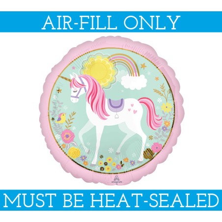 BALLON METALLIQUE 9'' ROND LICORNE  23 CM