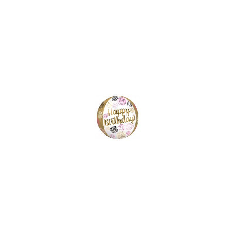 BALLON METALLIQUE ORBZ BOULE HAPPY BIRTHDAY GEMS 38 X 40 CM BALLON METALLIQUE ORBZ BOULE HAPPY BIRTHDAY GEMS 38 X 40 CM