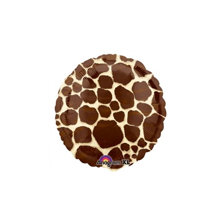 BALLON METALLIQUE ROND IMPRIME GIRAFE 43 CM