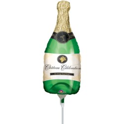 BALLON METALLIQUE  BOUTEILLE DE CHAMPAGNE 23 CM