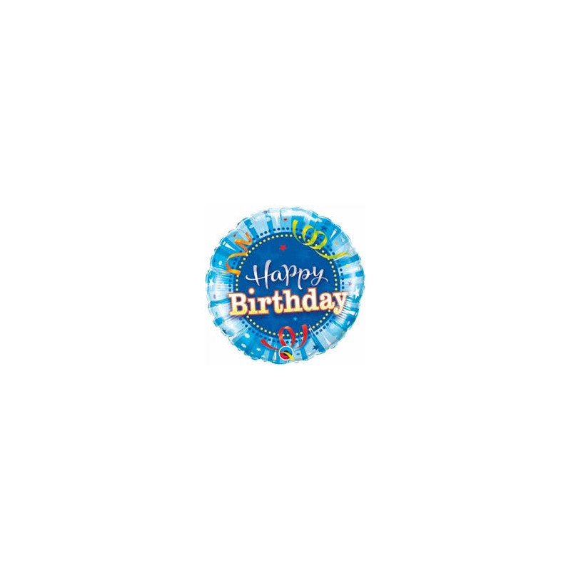 BALLON METALLIQUE ROND HAPPY BIRTHDAY BLEU 9" BALLON METALLIQUE ROND HAPPY BIRTHDAY BLEU 9"