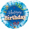 BALLON METALLIQUE ROND HAPPY BIRTHDAY BLEU 9"