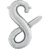 BALLON METALLIQUE LETTRE S SCRIPT ARGENT 35 CM 
