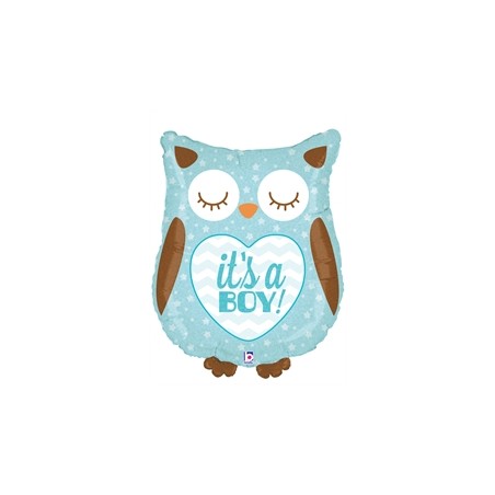BALLON METALLIQUE 66 CM IT'S A BOY HIBOU HOLO