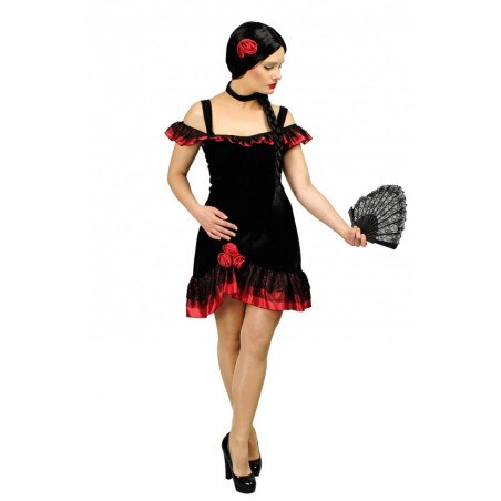 DEGUISEMENT ESPAGNOLE LUCITA NOIR ET ROUGE TAILLE 40-42