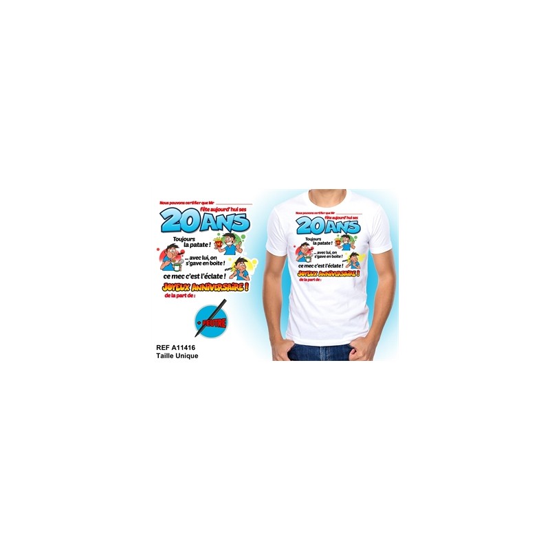 TEE-SHIRT HUMO CERTIF 20 ANS HOMME TEE-SHIRT HUMO CERTIF 20 ANS HOMME