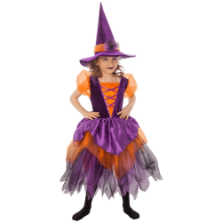 DEGUISEMENT SORCIERE LAURELIN ORANGE-VIOLET TAILLE 140 CM