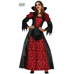 DEGUISEMENT ROBE LONGUE VAMPIRE ROUGE ET NOIRE TAILLE L