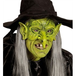 MASQUE DEMI VISAGE DE SORCIERE VERT EN LATEX 