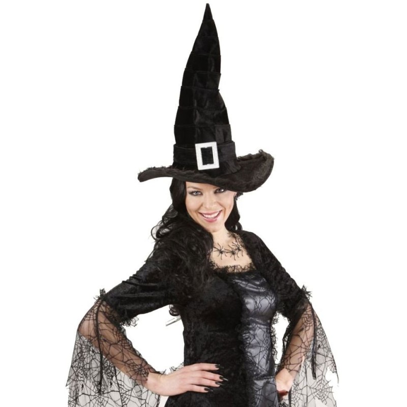 CHAPEAU DE SORCIERE NOIR AVEC BORD EN PELUCHE CHAPEAU DE SORCIERE NOIR AVEC BORD EN PELUCHE