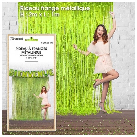 RIDEAU A FRANGES METALIQUE VERT