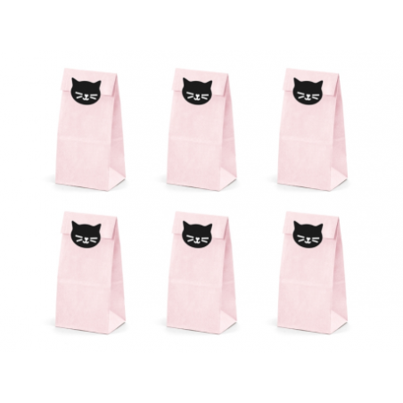 6 SACHETS PAPIER COULEURS PASTELS ETIQUETTES CHAT 8 X 18 X 6 CM