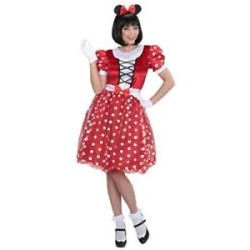 DEGUISEMENT ROBE SOURIS ROUGE A POIDS BLANC  TAILLE S 