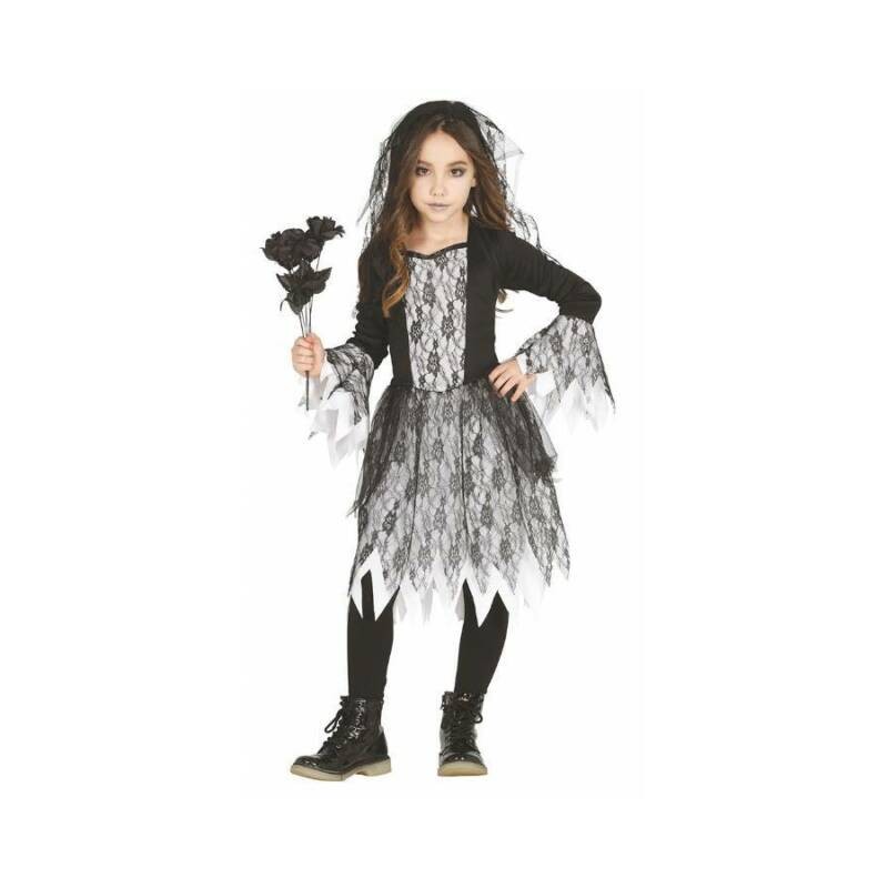 DEGUISEMENT ROBE NOIRE-BLANCHE DENTELLE HALLOWEEN TAILLE 7/9 ANS DEGUISEMENT ROBE NOIRE-BLANCHE DENTELLE HALLOWEEN TAILLE 7/9 ANS