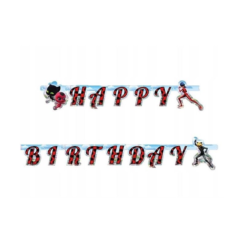 GUIRLANDE HAPPY BIRTHDAY MIRACULOUS LADYBUG 2 M 