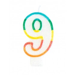 BOUGIE MULTICOLORE CHIFFRE 9
