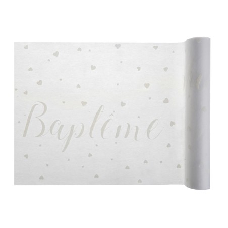 CHEMIN TABLE BAPTEME BLANC  30 CM X 5 M 