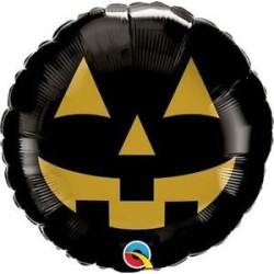 BALLON METALLIQUE ROND CITROUILLE NOIR 46 CM 
